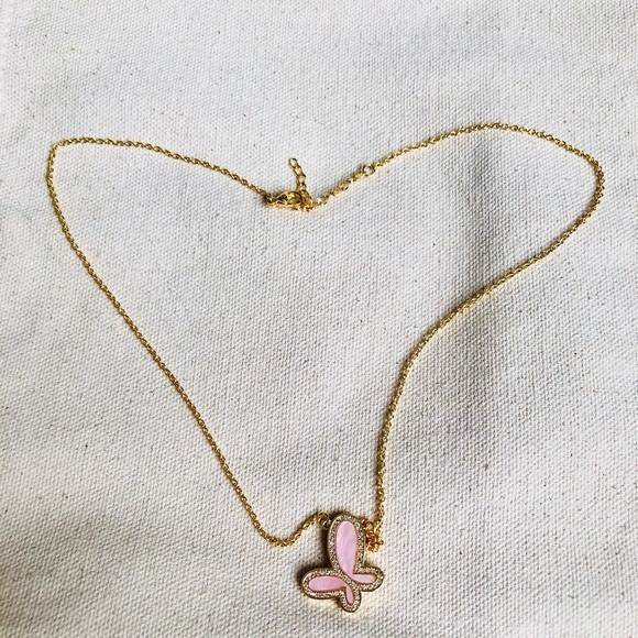 BNEW! Pink Butterfly Stainless Steel Necklace - Picture 2 of 3